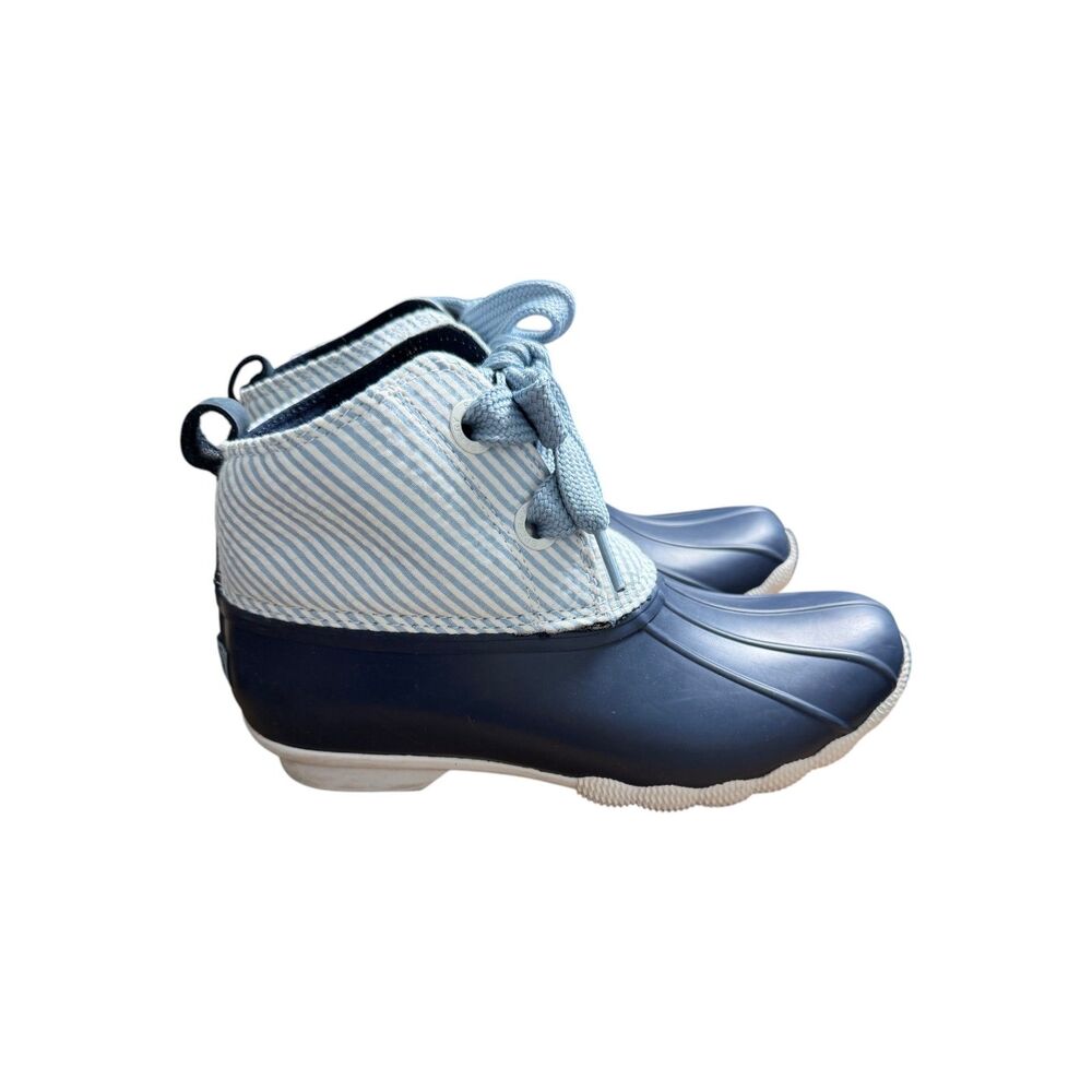 Sperry x Talbots Blue Nautical Seersucker Duck Boots Waterproof Rain Boots 5.5